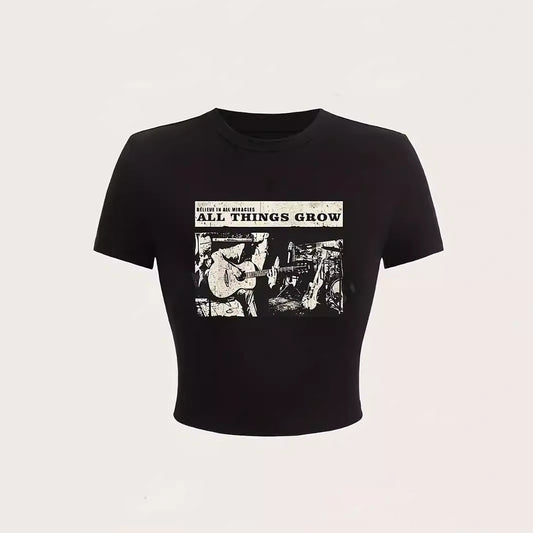 Women's Fashion Street Printed Cropped T-shirt