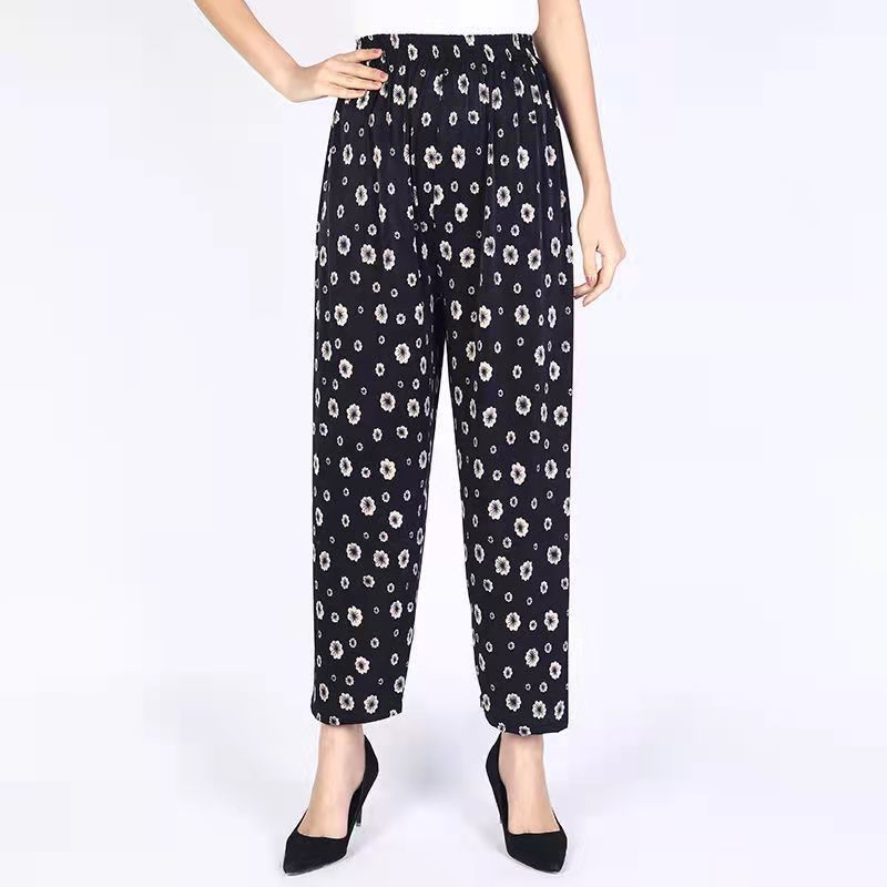 Women's Fashion Loose Casual Ice Silk Stretch Nine-quarter Pants