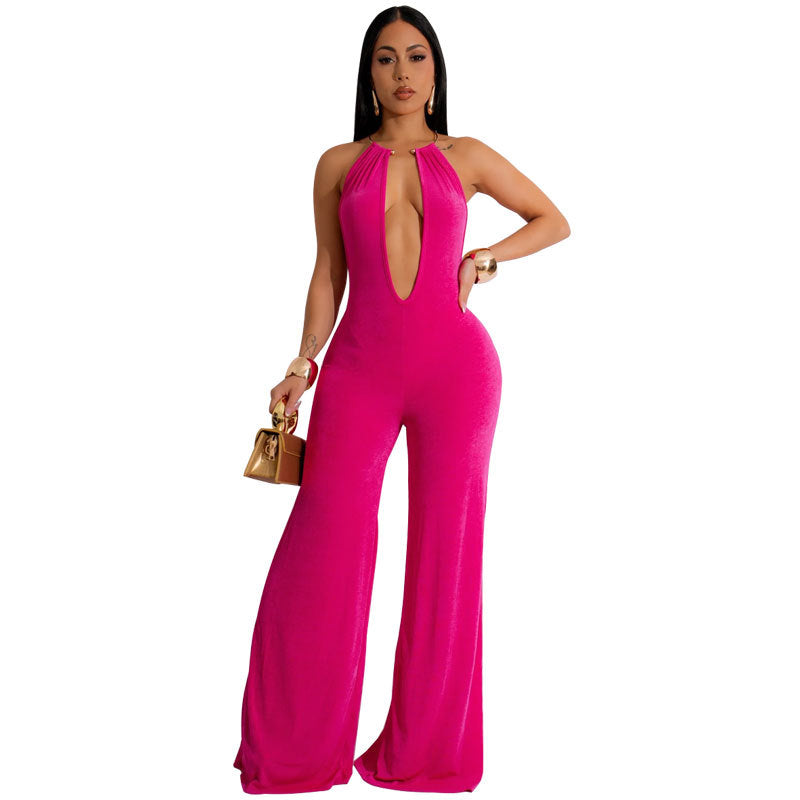 New Fashion Jumpsuit Women's Solid Color Sexy Casual