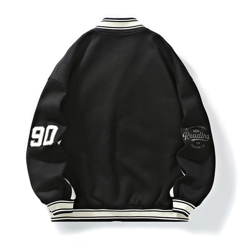 Men's Fashion Retro Alphabet Embroidered Baseball Uniform Coat