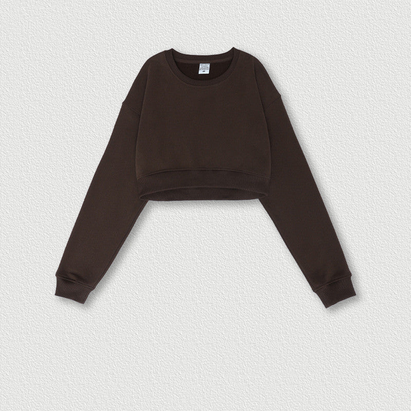 Women's Retro Cropped Navel Hot Girl Short Sweatshirt