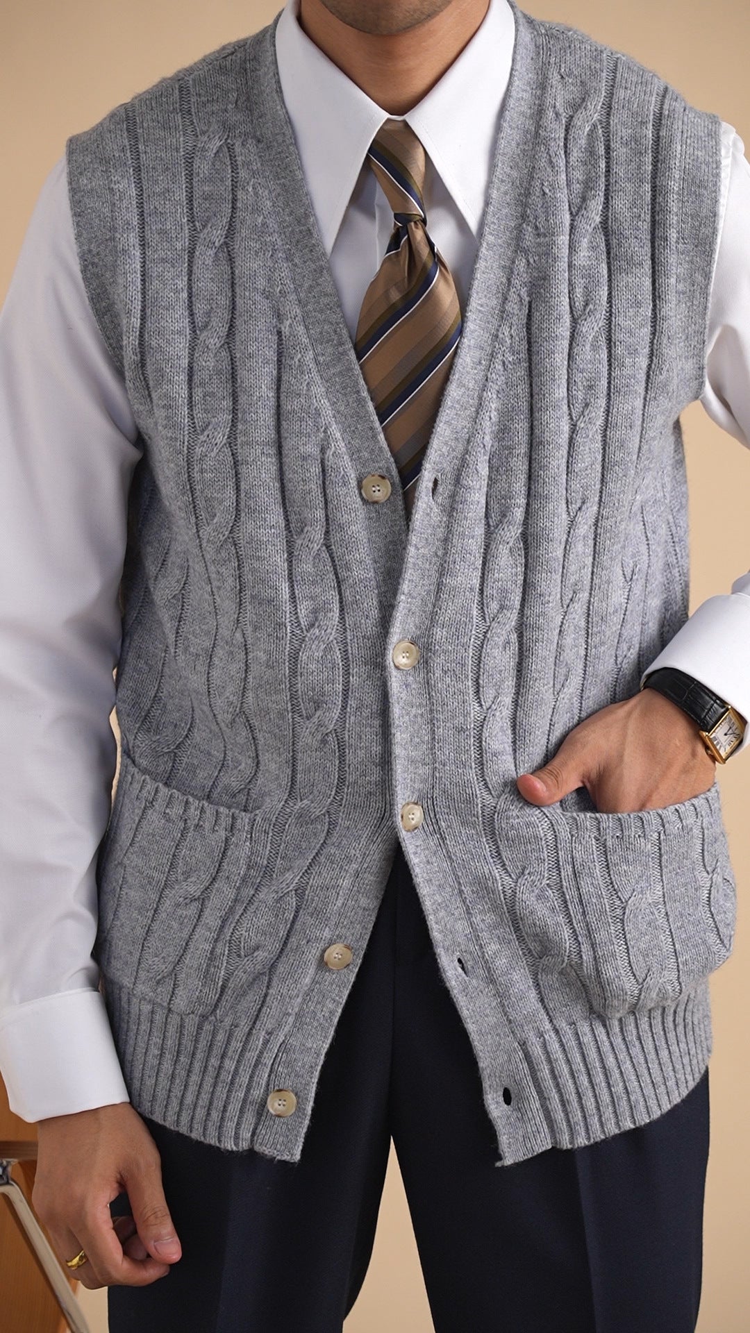 Aoyang uldvest sweater til mænd efterår og vinter