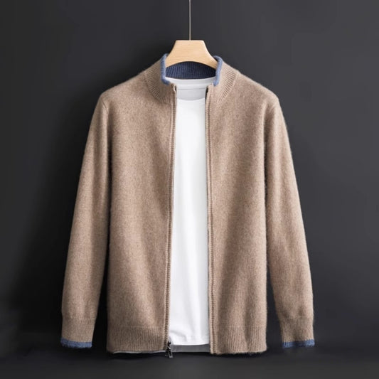 New Men's Sweater Half High Neck Zip Fashion Coat Business Knitwear Order