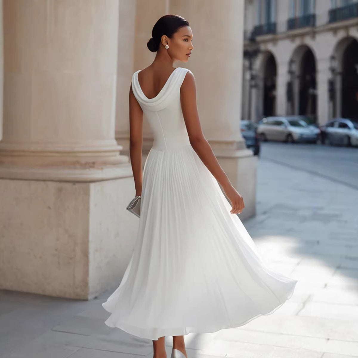 Elegant Party Unique Chiffon Boat-Neckline Dress For Women