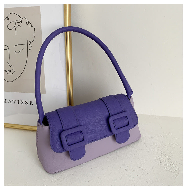 French niche bag women's bag fashionable new fashion Korean casual simple contrast color mesh red one shoulder underarm bag