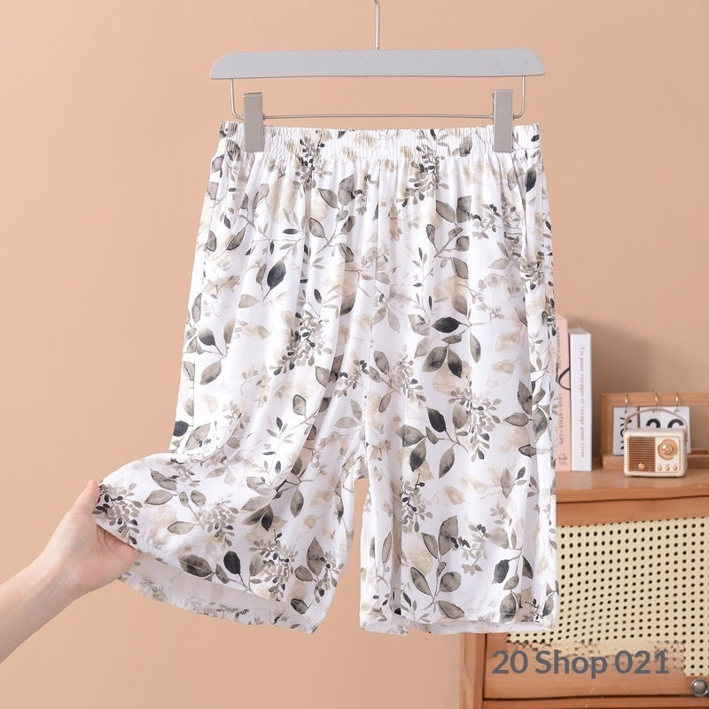 Women's Loose-fit Cotton-silk Floral-print Shorts