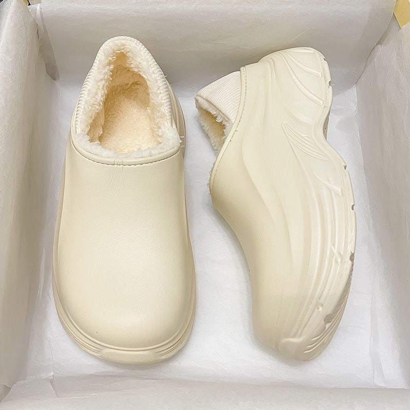 Heel Wrap Platform Type Snow Boots Women's Fleece-lined Thermal Cotton Slippers