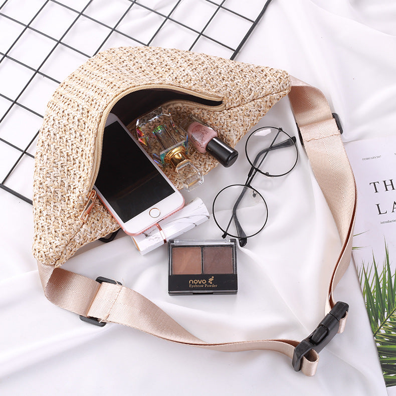 Fashion Crossbody One-shoulder Knitted Mini Waist Bag Women