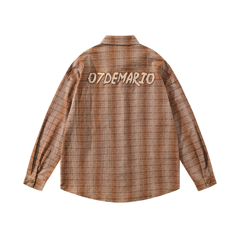 Plaid Long-sleeved Shirt Men's Spring And Autumn American Cute Doll