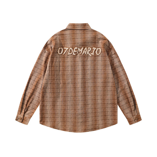 Plaid Long-sleeved Shirt Men's Spring And Autumn American Cute Doll