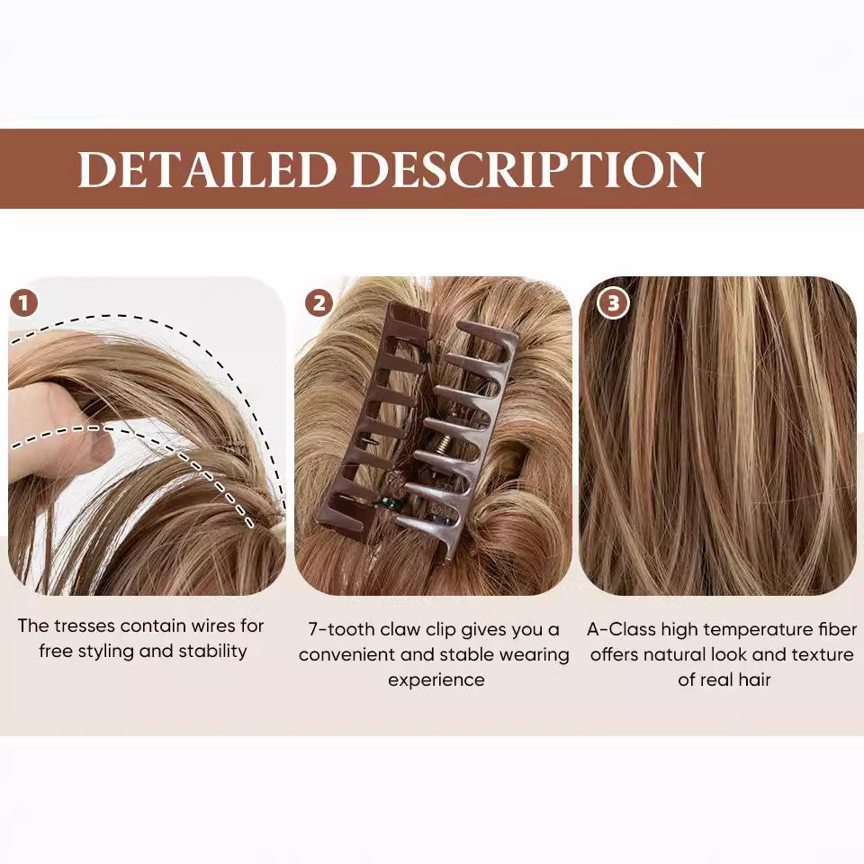 Wig Female Ponytail Short Grip Curly Hair