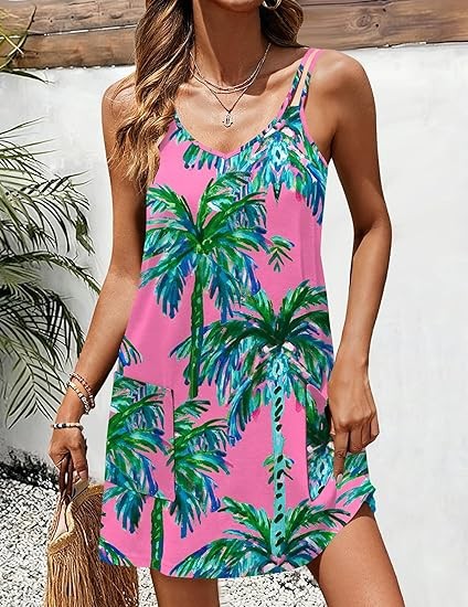 Loose-fitting Printed Slip Dress For Women