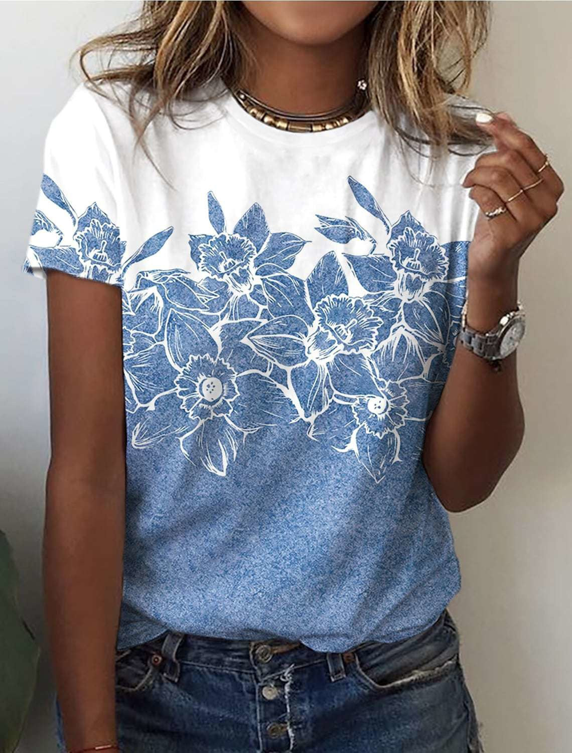 Cute Owl Pattern 3D Printed Round Neck Short Sleeve
