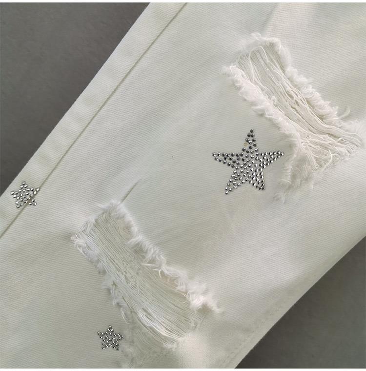Men's Loose And Thin Star Hot Drill Hole Chimney Pants