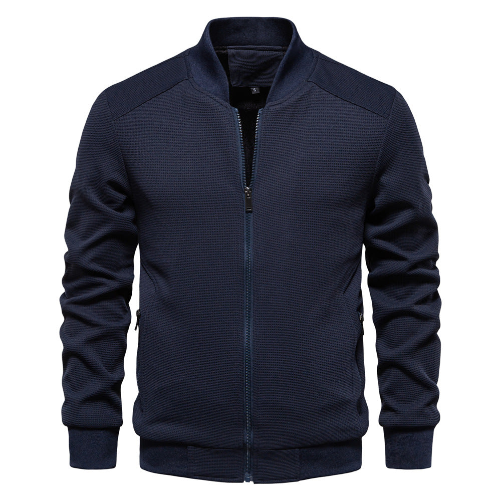 Stand Collar Men's Solid Color Jacket
