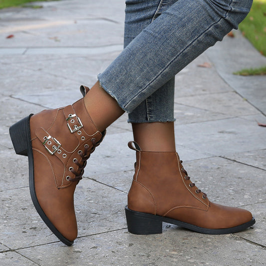 Women's Fashion Casual Western Denim Ankle Boots