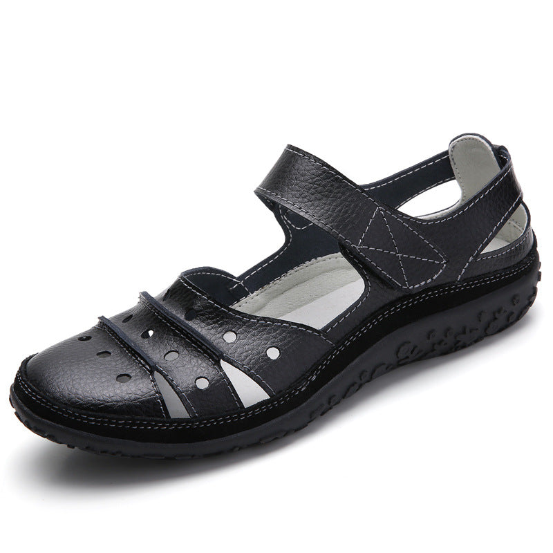 Sandals hollow hole shoes leather peas shoes