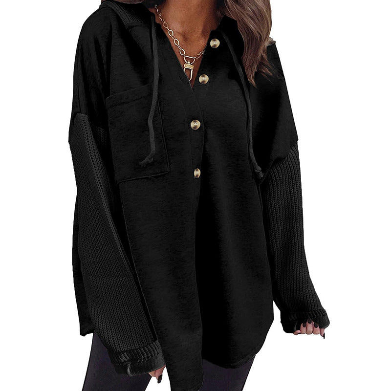 Women's Sweater Patchwork Hoodie Casual Jacket