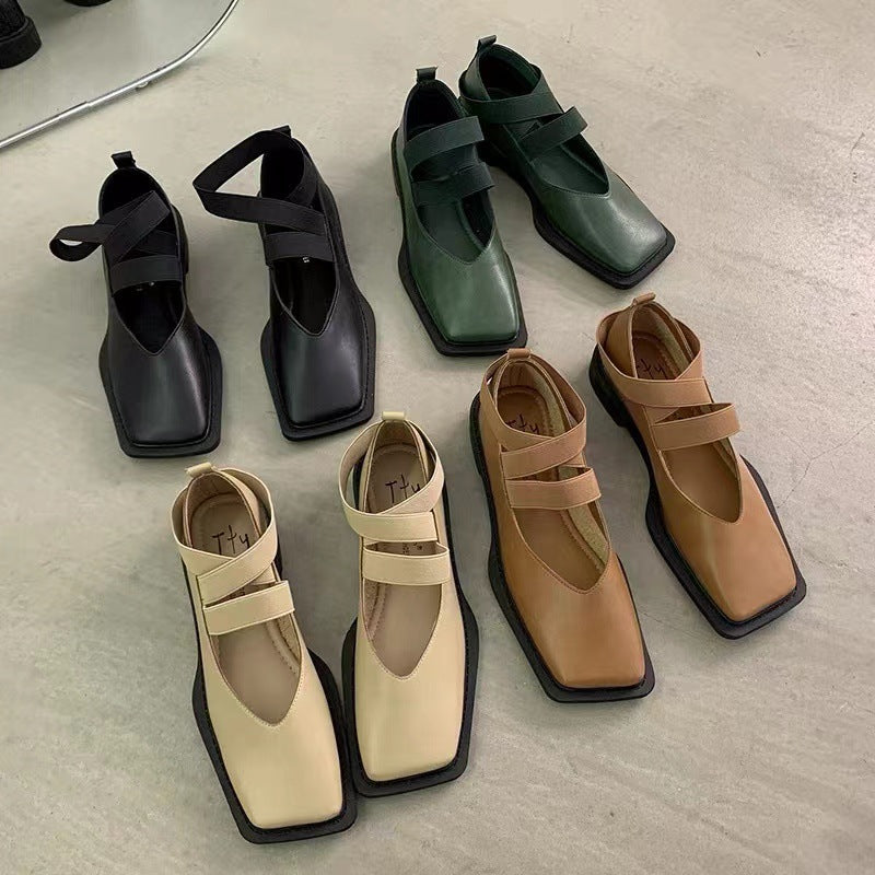 Women's Fashion Retro Square Toe Shoes