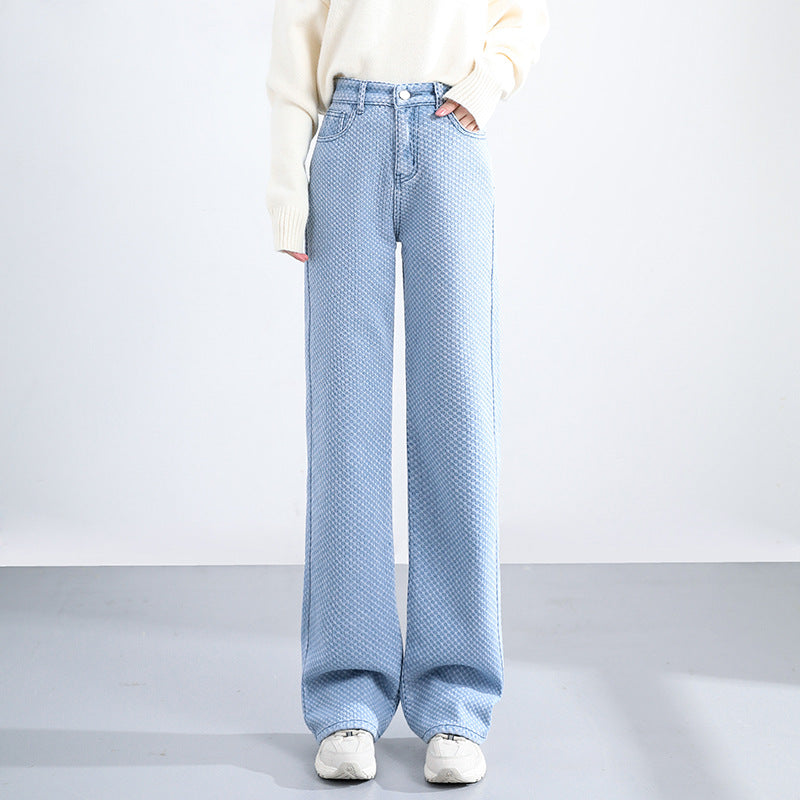 Bløde, Tykke Wide-leg Jeans til Kvinder med Mopping-effekt