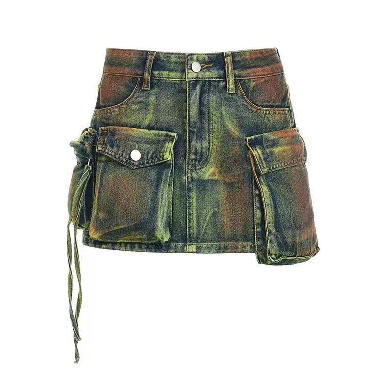 Denim Sling Multi-bag Color Skirt Suit
