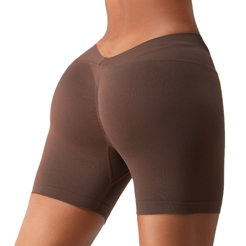European And American Seamless Three-point Sports Shorts Women's Peach Hip Raise