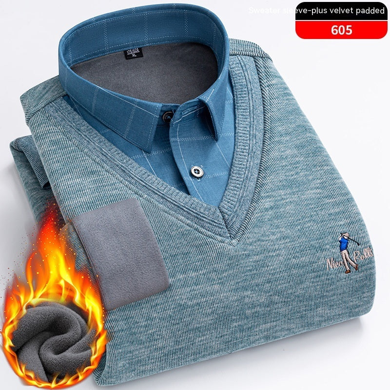 Men's Knitted False Two Pieces Warm