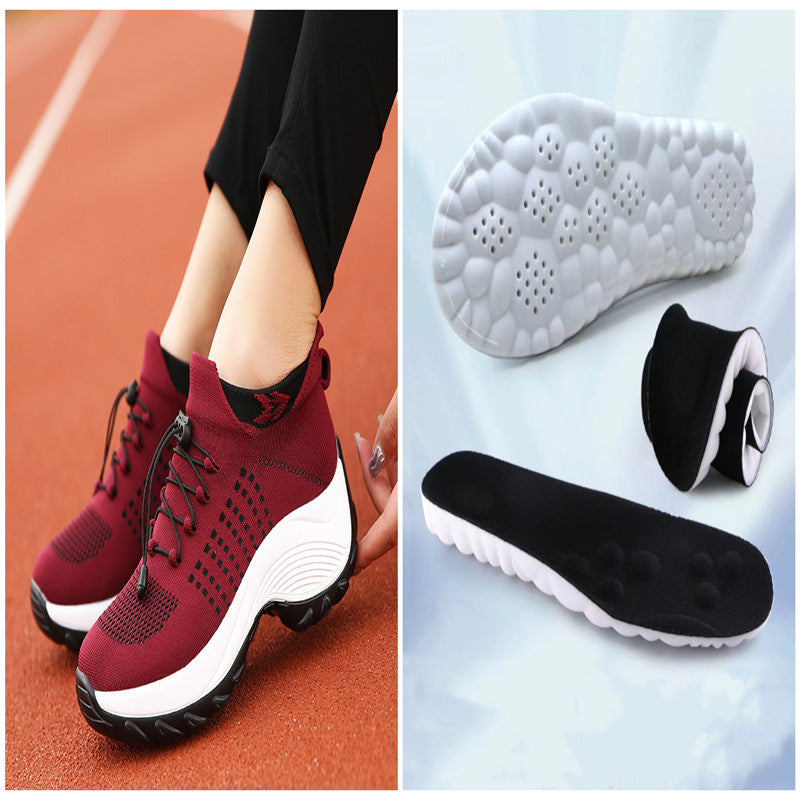 Large Size Women's Shoes High Elastic Flying Woven Breathable Sports Women's Socks Shoes