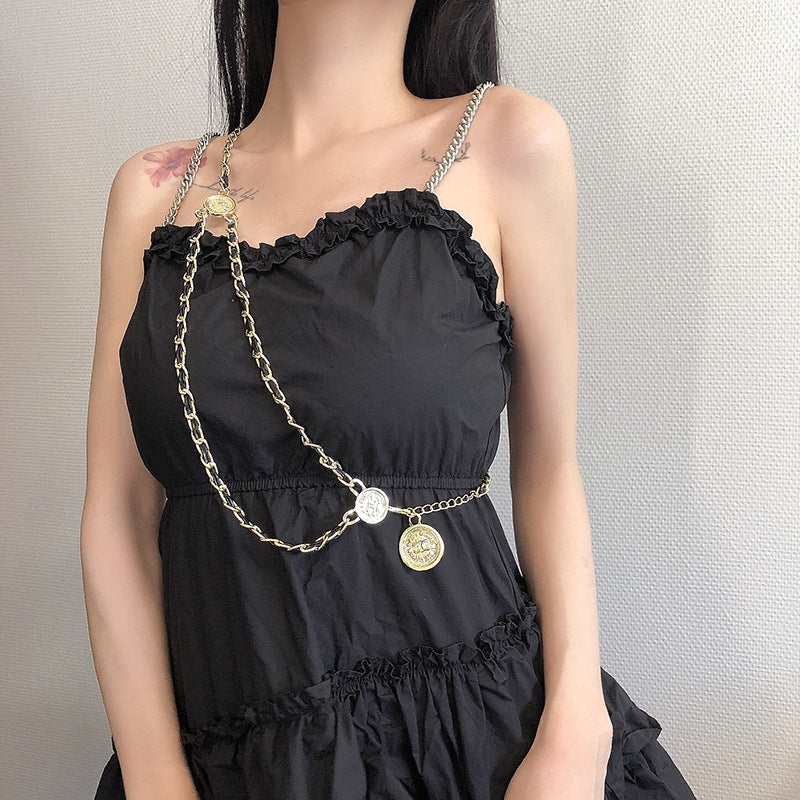 Fashion Metal Stitching Tassel Waist Chain