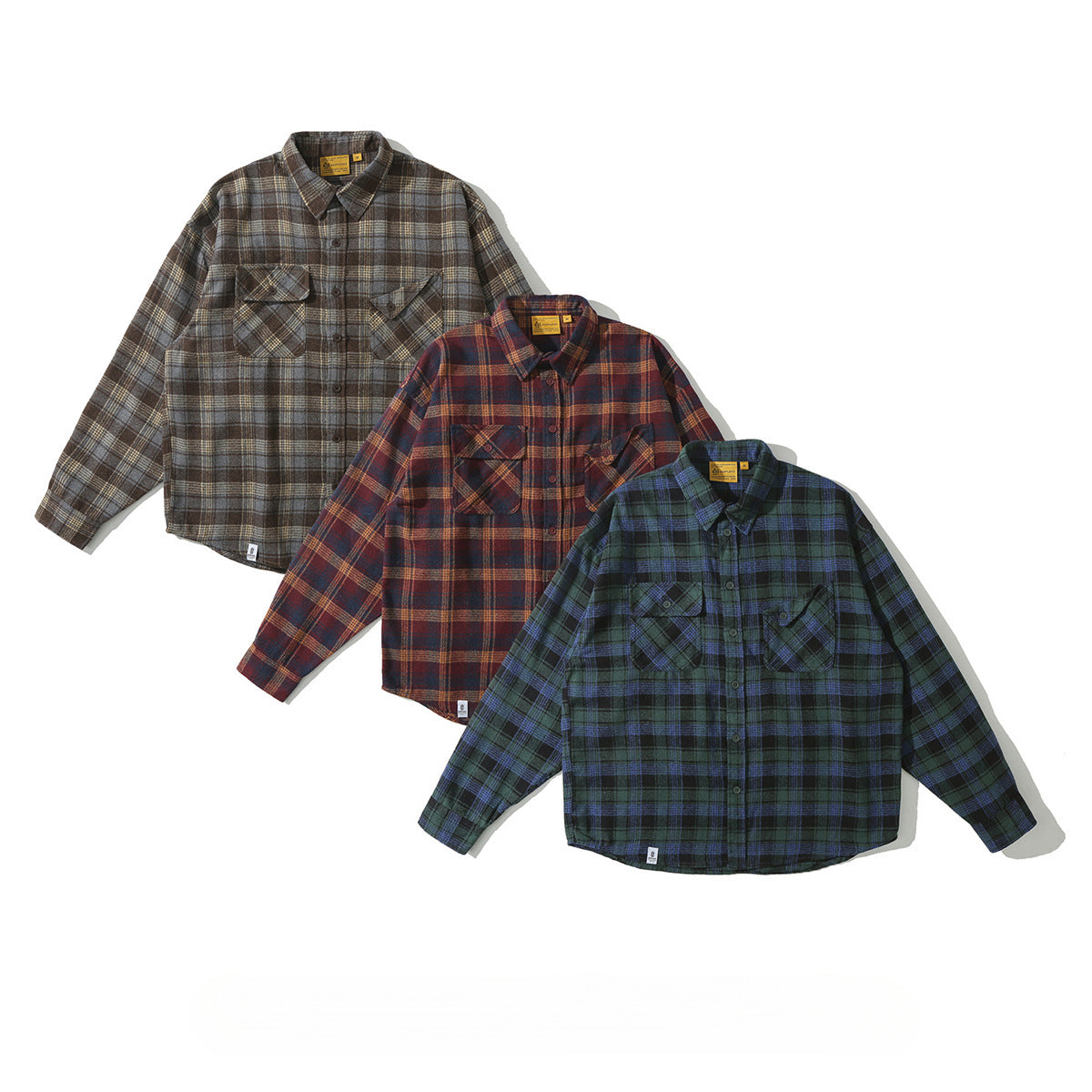 Mens Retro Plaid Shirt With Long Sleeves And A Loose Fit Coat