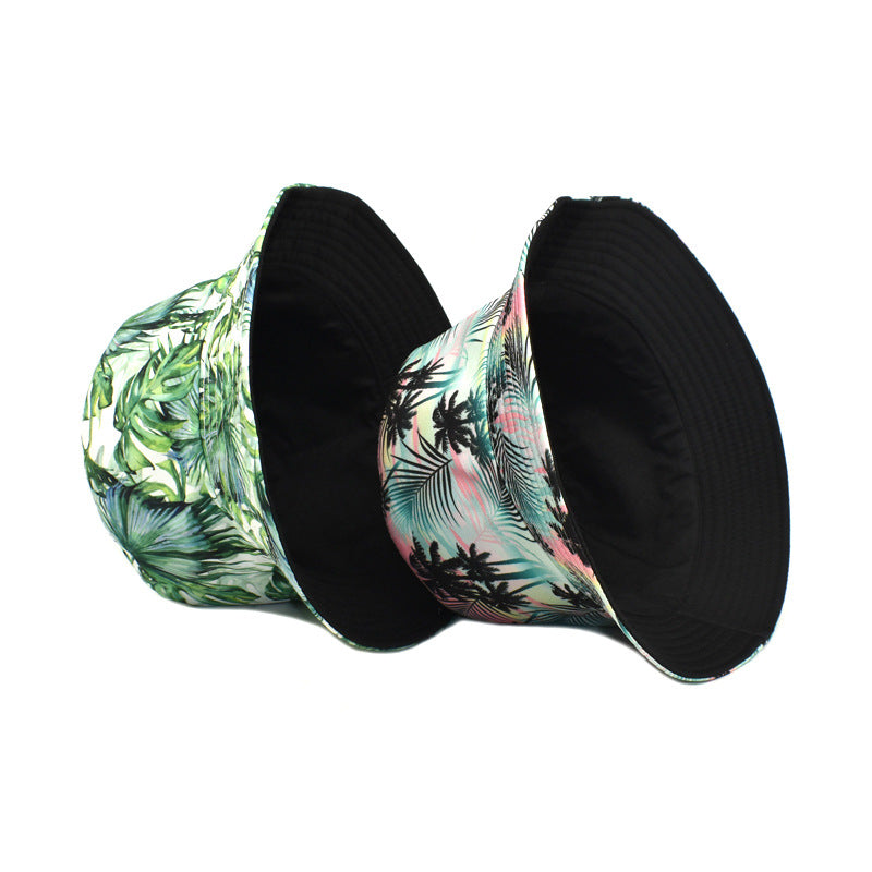 European And American New Plant Printing Bucket Hat Women