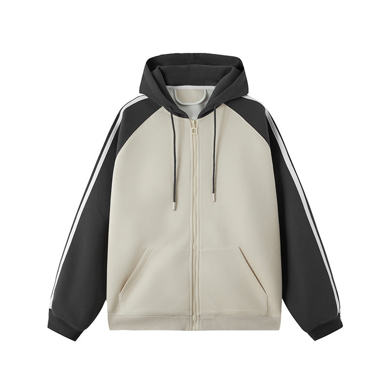 American Retro Hooded Sweater Women's Contrast Color