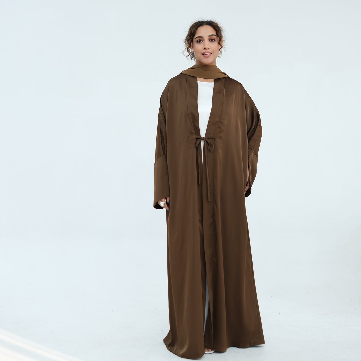 Plus-size Elegant Cardigan Solid-color Robe For The Middle East