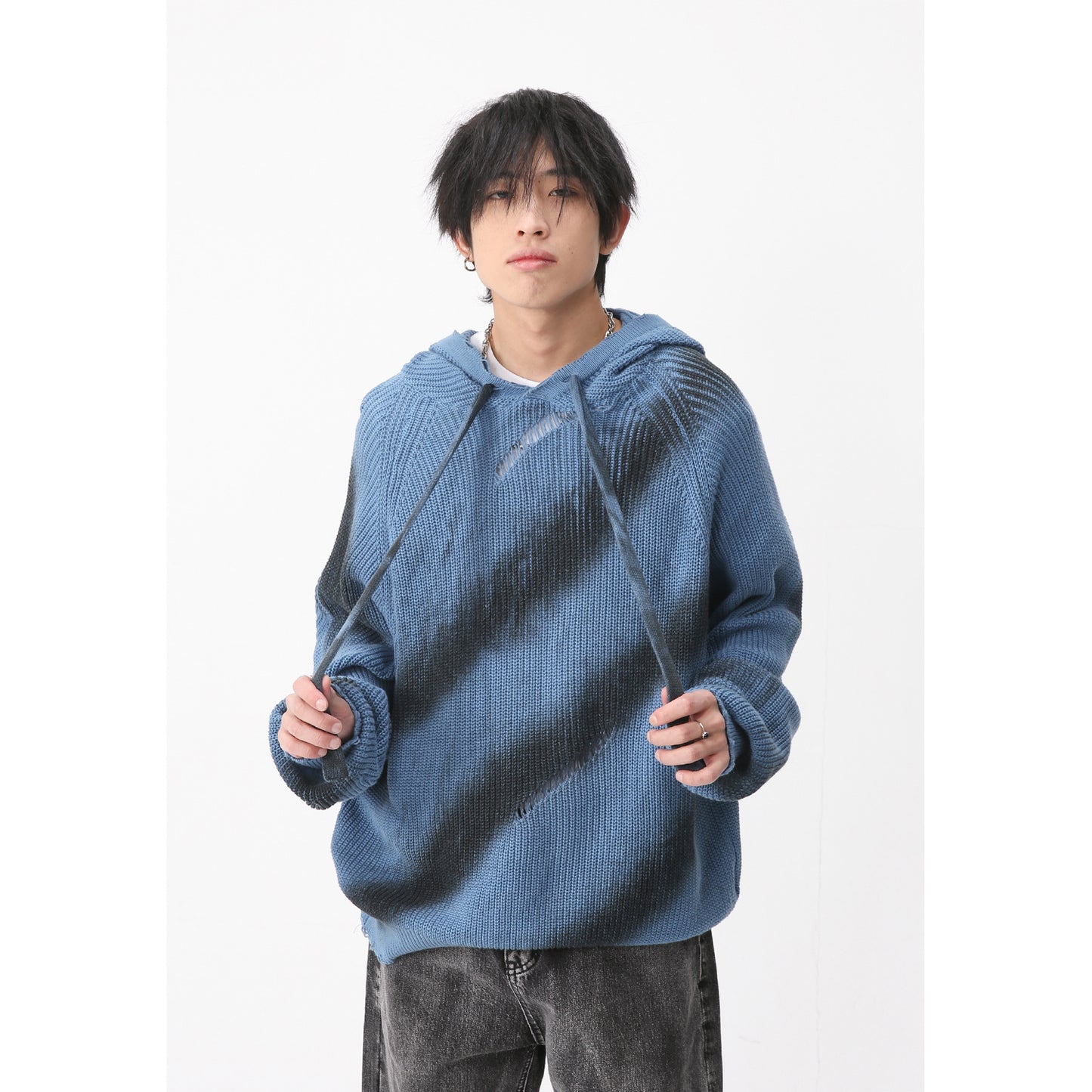 Long Sleeve Hooded Sweater Striped Sweater Personality