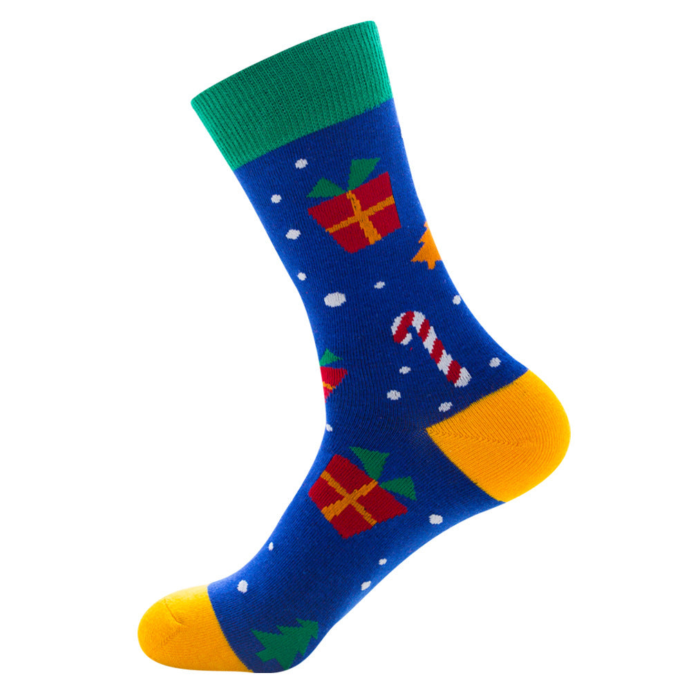 Christmas Tree Snow Elk Gift Cotton Happy Socks