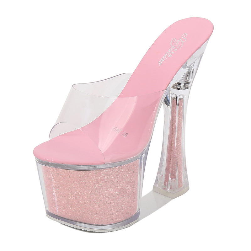 High Heeled Shoes Gradual Fishmouth Waterproof Platform