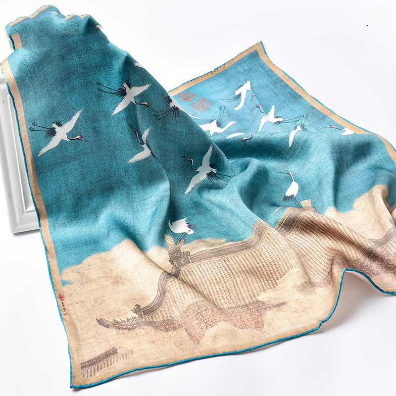 Silk Women's Square Scarf Exquisite Design Pattern Printing