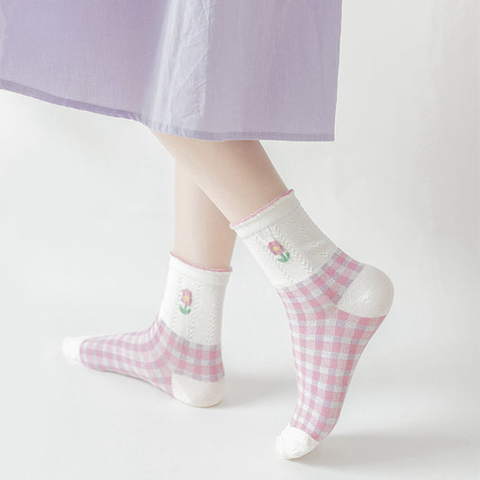 Socks Women's Tube Socks Spring And Summer Lace Floral Stockings