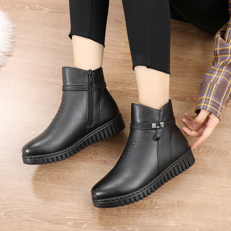 Middle-aged And Elderly Plus Velvet Thick Short Boots Elderly Snow Boots