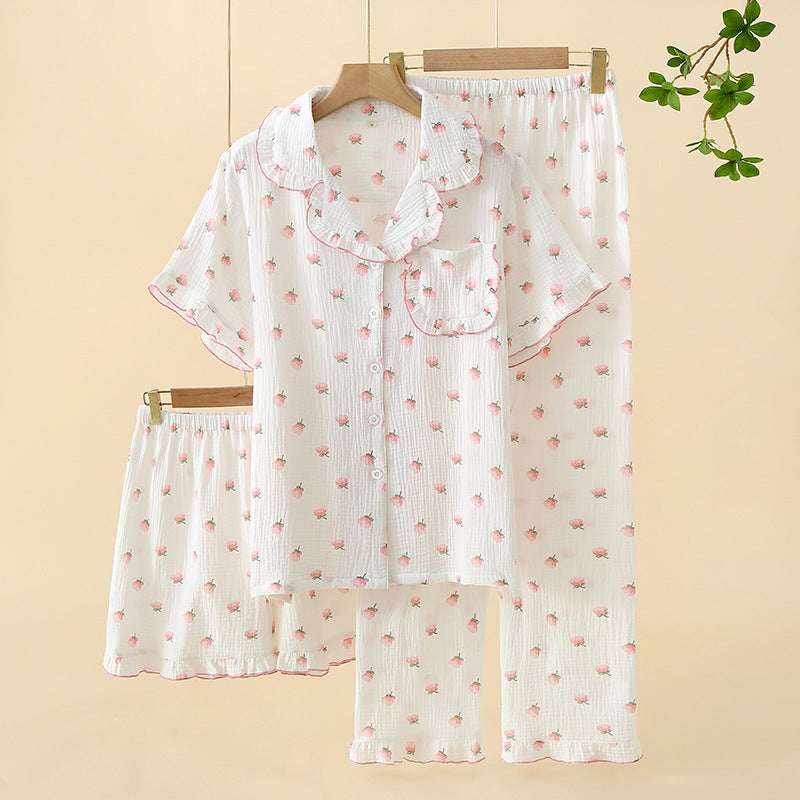 Women's Crepe Cotton Yarn Fashion Three-piece Set