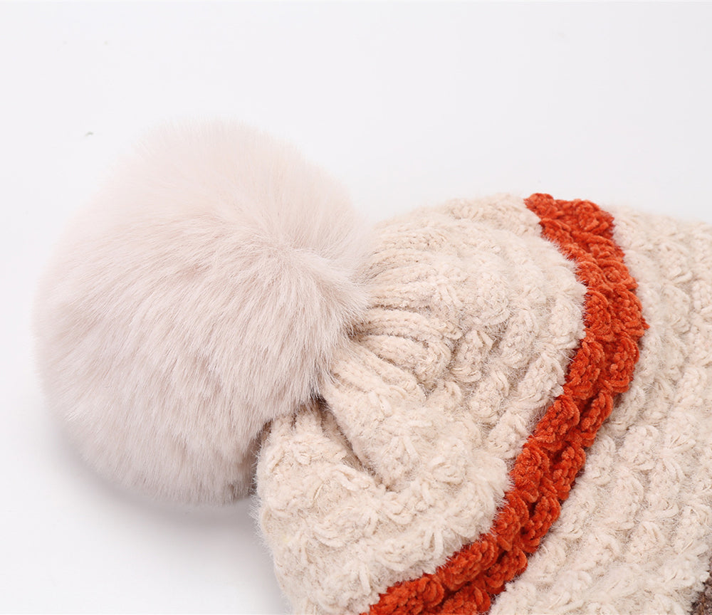 Ladies' New Autumn Fleece Warm Ball Knitted Hat