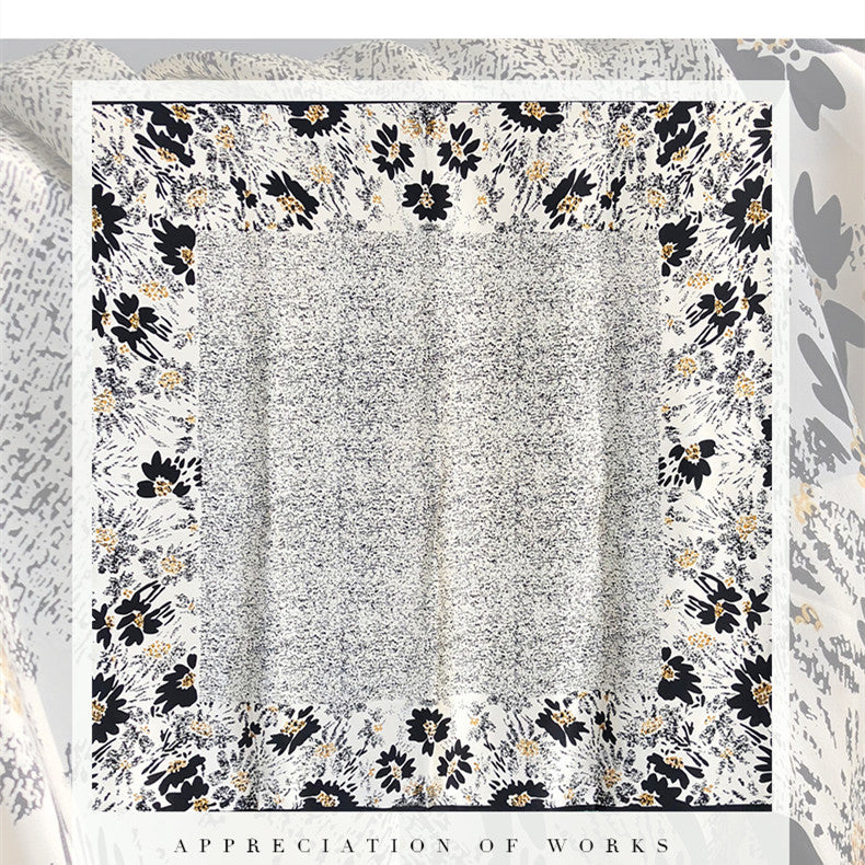 Black And White Temperament Satin Scarf Shawl Dual-use