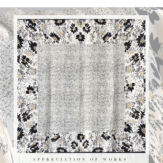 Black And White Temperament Satin Scarf Shawl Dual-use