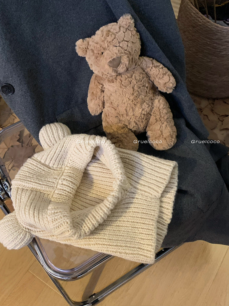 Women's Fashionable Warm Cute Bear Ears Wool Hat