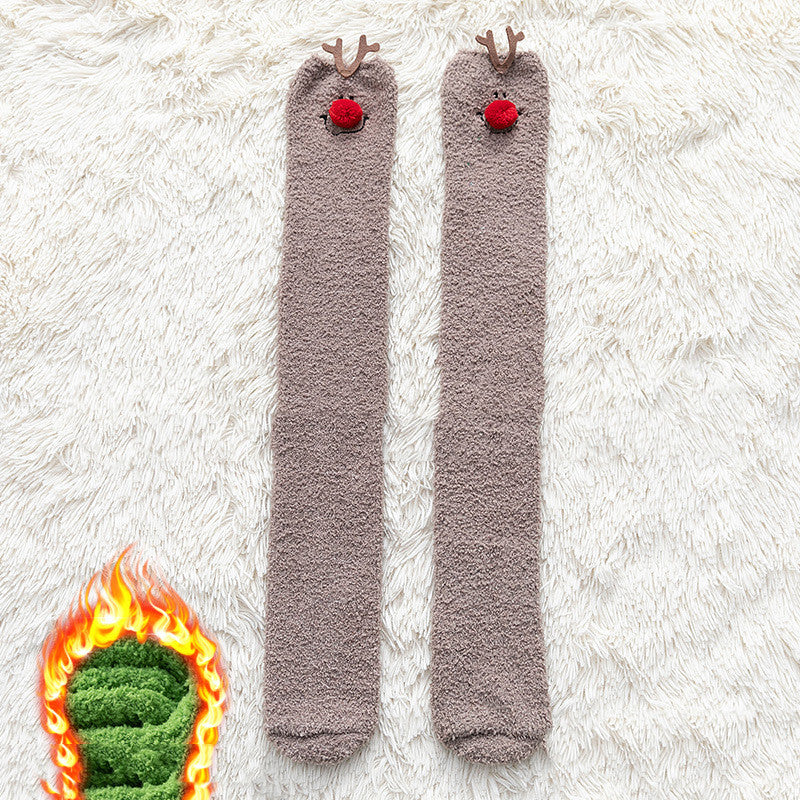 Coral Velvet Calf Socks Female Cartoon Lovely