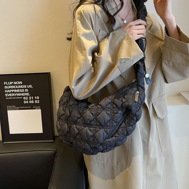 Niche Drawstring Shoulder Crossbody Pleated Cloud Bag