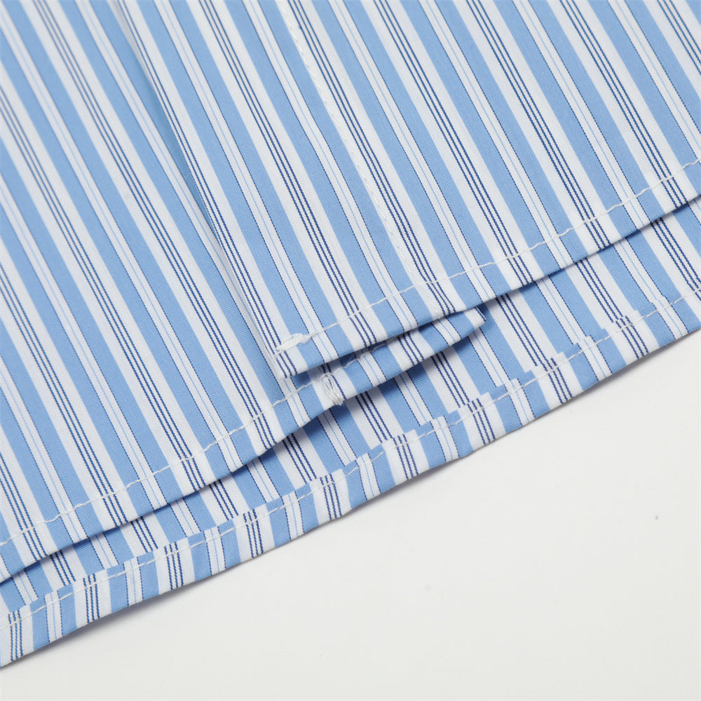 Vertical Striped Long-sleeved Shirt Spring And Autumn American Style Street Fashion