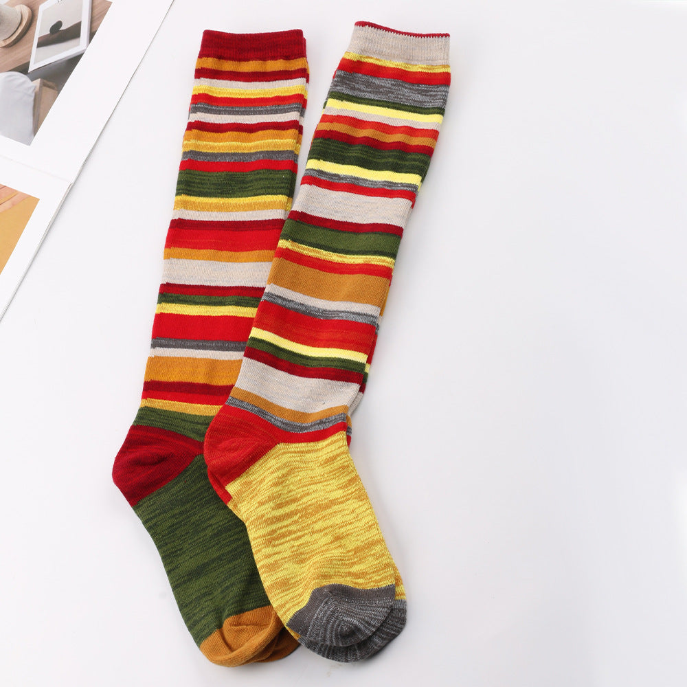 Popular New Halloween Colorful Striped Stockings For Women