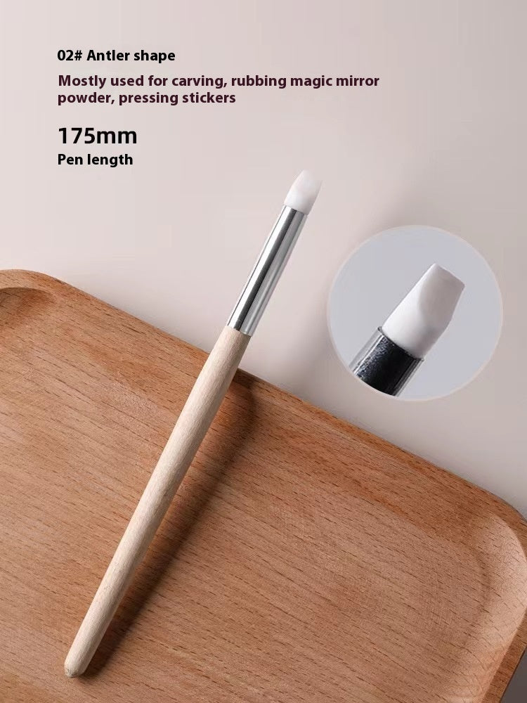 Manicure Implement Wooden Pole 5 PCS Japanese Multi-functional Silicone Pen