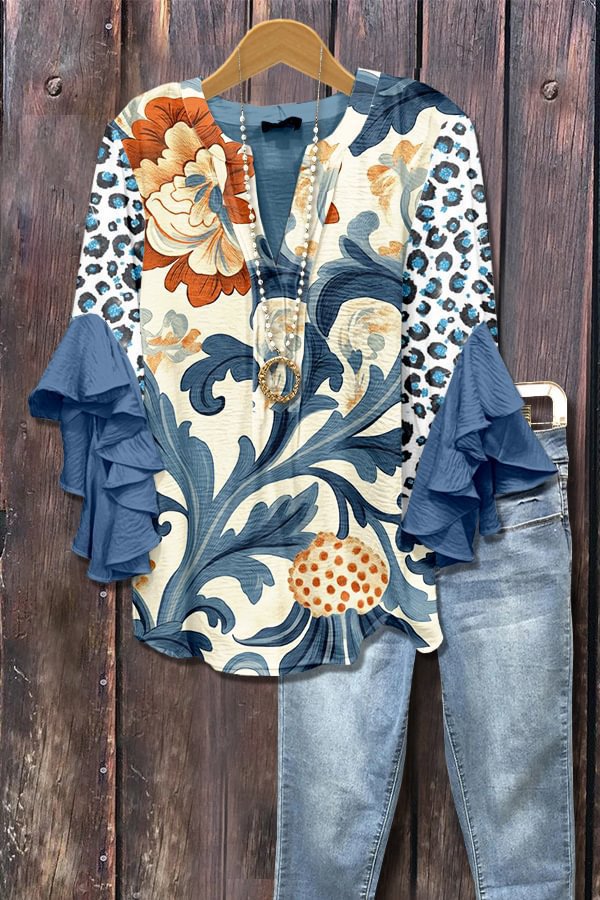 Casual Top With A Creative Floral Print And Digital Printing